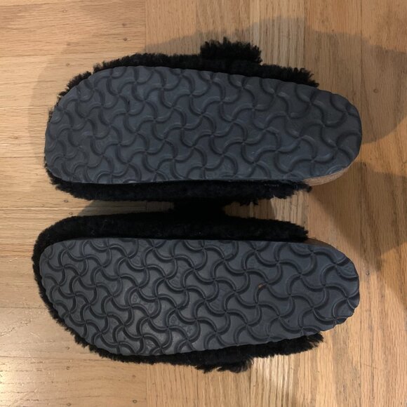 Birkenstock Boston Big Buckle Black Teddy Clogs Size 40 - Picture 3 of 3